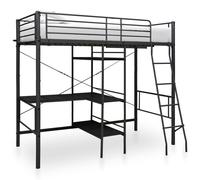 vidaXL Bunk Bed with Table Frame Black Metal 90x200cm Loft Beds Twin Sleeper
