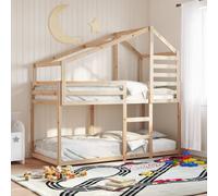 Bunk Bed solid pine brown 90x200cm with Roof Kids Loft Twin SpaceSavingUntreated