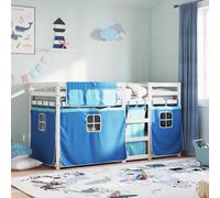 Bunk Bed with Curtains Kids Twin Sleeper Blue 80x200 cm Solid Wood Pine vidaXL