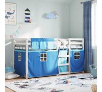 vidaXL Bunk Bed with Curtains Kids Twin Sleeper Blue 90x200 cm Solid Wood Pine