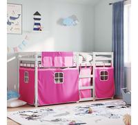 Bunk Bed with Curtains Kids Twin Sleeper Pink 80x200 cm Solid Wood Pine vidaXL