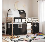 Bunk Bed with Curtains Kids Bed Frame Twin Sleeper Solid Wood Pine vidaXL