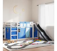 Bunk Bed with Slide and Curtains Bed Frame Kids Twin Sleeper Loft Bed vidaXL
