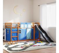 Bunk Bed with Slide and Curtains Bed Frame Kids Twin Sleeper Loft Bed vidaXL