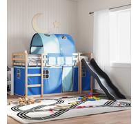 Bunk Bed with Slide and Curtains Bed Frame Kids Twin Sleeper Loft Bed vidaXL