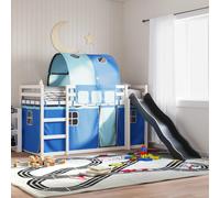 Bunk Bed with Slide and Curtains Bed Frame Kids Twin Sleeper Loft Bed vidaXL