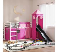 Bunk Bed with Slide and Curtains Bed Frame Kids Twin Sleeper Loft Bed vidaXL