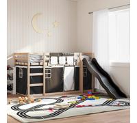 vidaXL Bunk Bed Without Mattress With Slide White And Black 90X190 cm Single, Black