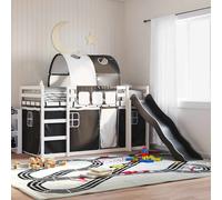 vidaXL Bunk Bed without Mattress with Slide White and Black 90x190 cm Single