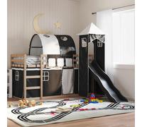 vidaXL Bunk Bed Without Mattress With Slide White And Black 90X190 cm Single, Black