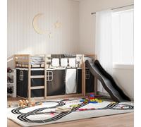 vidaXL Bunk Bed Without Mattress With Slide White And Black 90X200 cm, Black