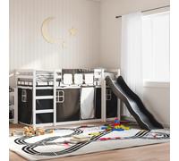 Bunk Bed with Slide and Curtains Bed Frame Kids Twin Sleeper Loft Bed vidaXL