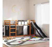 vidaXL Bunk Bed Without Mattress With Slide White And Black 90X200 cm, Black