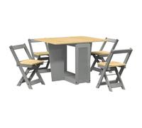 vidaXL Butterfly Dining Set 5 Piece - Foldable, Extendable Table and Chairs - Grey Pinewood - Versatile for Dining, Workspace - Small Space Solutions