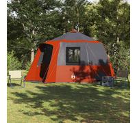 vidaXL Cabin Tent 12-Person Grey and Orange 405 x 405 x 273 cm