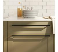 vidaXL Black Stainless Steel Cabinet Handles - Modern Designed Drawer Pulls for Cabinets, Cupboards, Bedroom Furniture - Rust-Resistant - Pack of 5