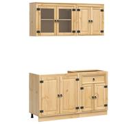 vidaXL Cabinet SKI 4 pcs Honey Brown Solid Pine Wood, Stylish Cabinet, Rectangul