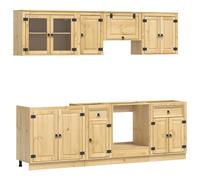vidaXL Cabinet SKI 8 pcs Honey Brown Solid Pine Wood, Modern Living Room Cabinet