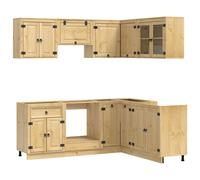 Cabinet Honey Brown Solid Pine Wood 80x80x81.5cm 7 Shelves 12 Doors Modern Dine