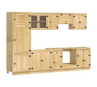 vidaXL Cabinet SKI 9 pcs Honey Brown Solid Pine Wood, Living Room Storage, Recta