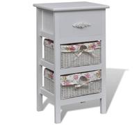 vidaXL Cabinet with 1 Drawer and 2 Baskets White Paulownia Wood, White