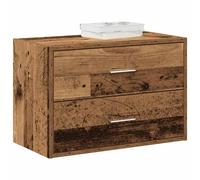 Cabinet Old Wood 60x31x40 cm Engineered Wood 2-Drawer Storage Unit Compact Mini