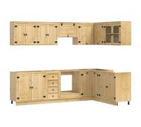 vidaXL Cabinet with Drawer with Shelf 10 pcs Honey Solid Pine Wood, Living Room, Modern Style, Rectangular Space, Ample Storage Options, Combined Design Elements, Functional and Stylish