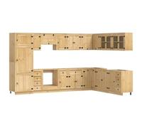 vidaXL Cabinet with Drawer with Shelf 14 pcs Honey Solid Pine Wood, Living Room, Rectangular Design, Modern Style, Ample Storage Solutions, Enhance Comfort, Organize Efficiently, Innovative Ideas