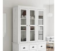 Vidaxl Cabinet With Glass Doors Bodo White Solid Wood Pine
