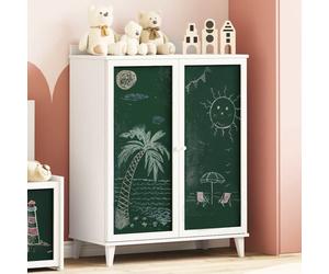vidaXL Cabinet with Two Doors and Chalkboard Front ROROS White