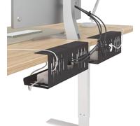 vidaXL Cable Management Plate Under Desk 2 Pack Black Modern Desk Organizer Study Cable Management Space Saving Corrosion Resistant Accessories