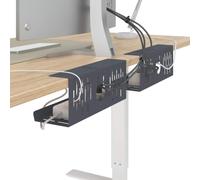 vidaXL Cable Management Plate Under Desk 2 Pack Charcoal Modern Desk Organizer Study Cable Management Space Saving Corrosion Resistant Accessories