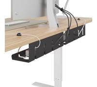 vidaXL Cable Management Shelf Under Desk 2 Pack Black Modern Cable Tray Rust Resistant Metal Desk Storage Room Organizer
