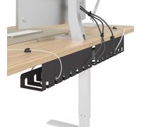 vidaXL Cable Management Shelf Under Desk 2 Pack Black Modern Rectangle Cable Organizer Rust Resistant Convenient for Office Study