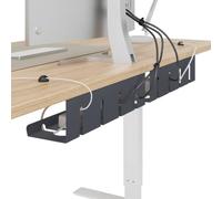 vidaXL Cable Management Shelf Under Desk 2 Pack Charcoal Modern Cable Tray Rust Resistant Metal Desk Storage Room Organizer