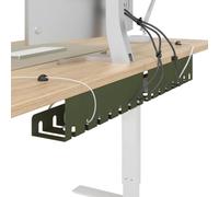 vidaXL Cable Management Shelf Under Desk 2 Pack Olive Green Modern Rectangular Cable Organizer Rust Resistant Convenient for Office and Study