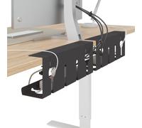 vidaXL Cable Management Tray Under Desk 2 Pack Black Modern Cable Management Tray No Drilling Required Clamp or Screws Fixing Organizer