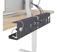 vidaXL Cable Management Tray Under Desk 2 Pack Charcoal Modern Cable Management Tray No Drilling Required Clamp or Screws Fixing Organizer