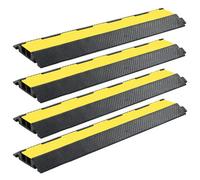 vidaXL Cable Protector Ramps 4 pcs, Dual-channels, Protective Rubber Build, High Visibility, Modular Design, 101.5 cm - Suitable for Wires, Cables, Tubes, and Pipes