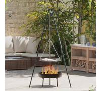 vidaXL Campfire Tripod 3 pcs Black Steel