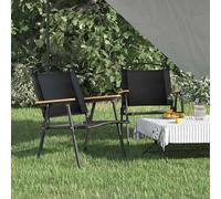 vidaXL Camping Chairs 2 pcs Black 54x55x78 cm Oxford Fabric UK HOT