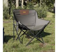 Camping Chair Foldable Steel 600D Polyester Grey 59x54x67cm Pocket 2pcs CarryBag