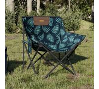 vidaXL Camping Chairs with Pocket Foldable 2 pcs Leave Print