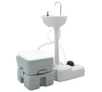 vidaXL Camping Table Grey Body + White Lid + Cool Grey