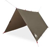 vidaXL Camping Tarp - Brown 306x306 cm - Waterproof Taffeta Fabric - Wind Resistant - Portable Ground Sheet - Outdoor Shelter