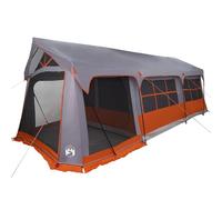 vidaXL Camping Tent - 10 People Capacity - Grey/Orange - Durable Polyester with Metal Poles - Easy Setup and Spacious Rectangular Design