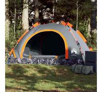 vidaXL Camping Tent 2-Person Grey and Orange Quick Release UK