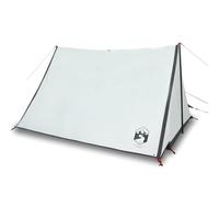 vidaXL 2-Person Camping Tent - Lightweight, Waterproof, 190T Polyester, White Blackout Fabric, Dual-Door with Sun Canopy and Mesh Ventilation, Easy Setup, Ideal for Hiking and Outdoor Adventures