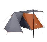 vidaXL Camping Tent 3-Person Lightweight Dome Tent Grey and Orange Waterproof