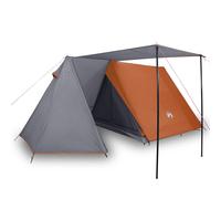 vidaXL Camping Tent 3-Person Lightweight Dome Tent Grey and Orange Waterproof